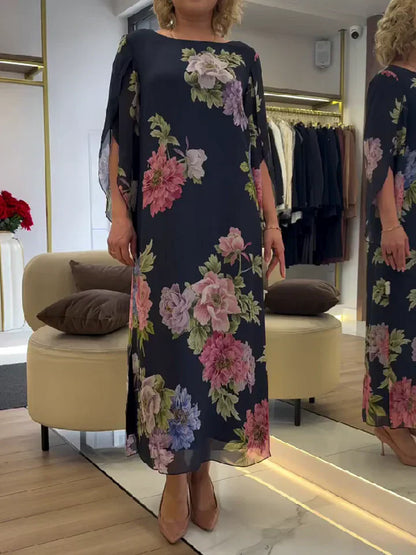 Robe Maxi à Imprimé Floral en Chiffon Léger et Confortable