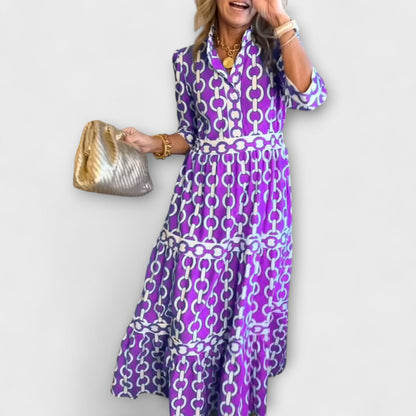 REAGAN – ROBE MIDI AVEC IMPRIMÉ CHAÎNE ÉLÉGANT