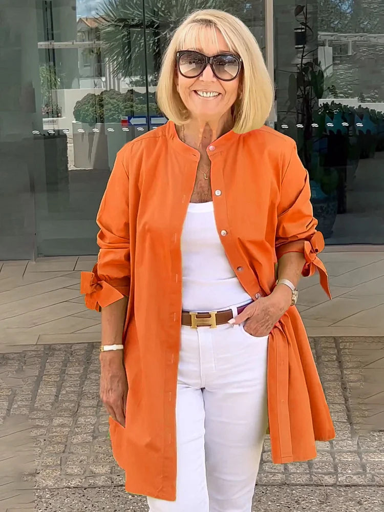 Elliora - Veste Chemise en Coton avec Dos Froncé