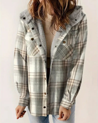 HILARY - Veste à Carreaux avec Doublure en Sherpa