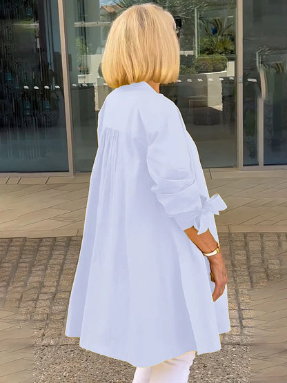 Elliora - Veste Chemise en Coton avec Dos Froncé