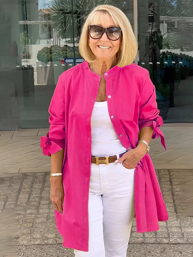 Elliora - Veste Chemise en Coton avec Dos Froncé