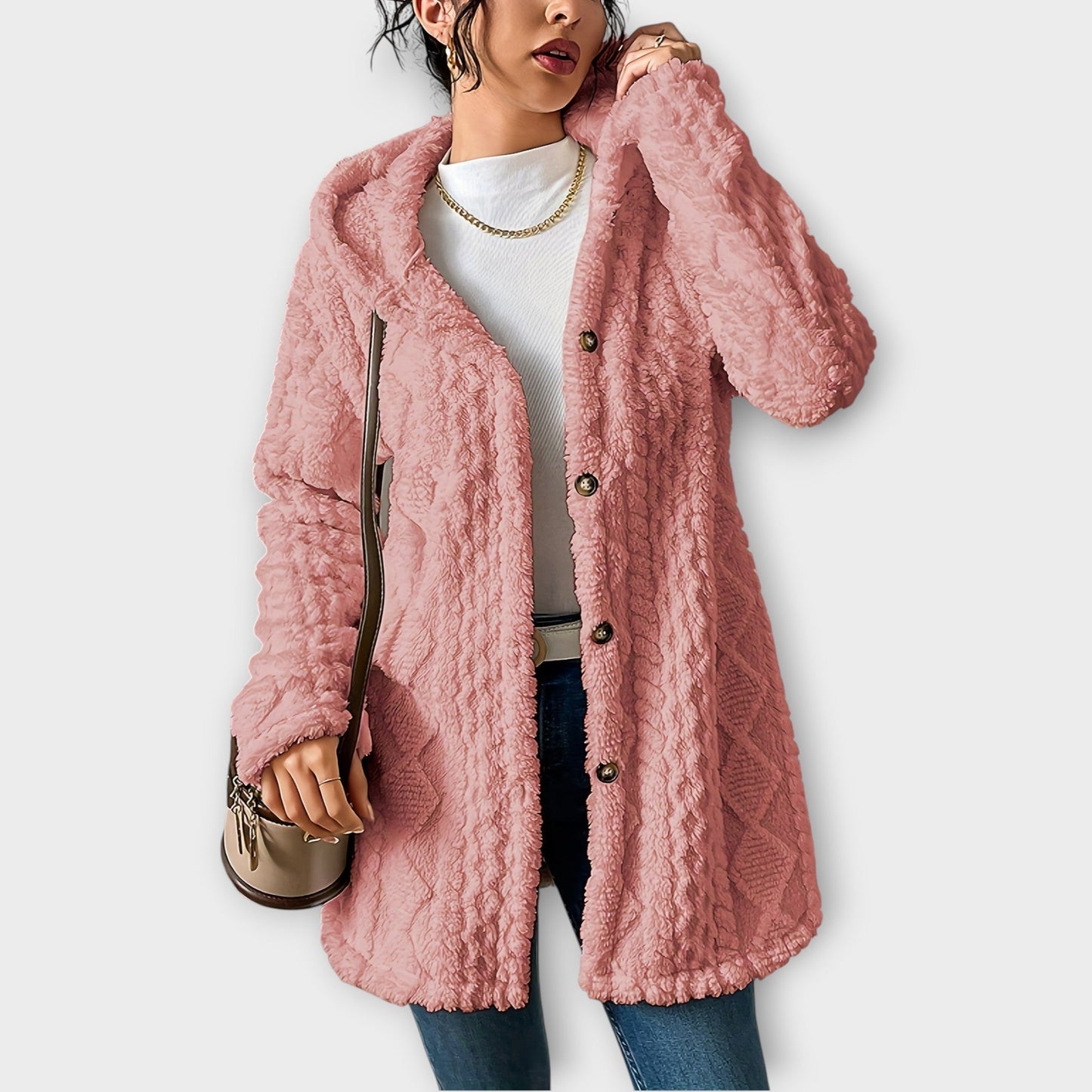 Veste d'Hiver avec Capuche Texturée et Confortable