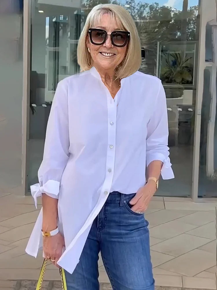Elliora - Veste Chemise en Coton avec Dos Froncé