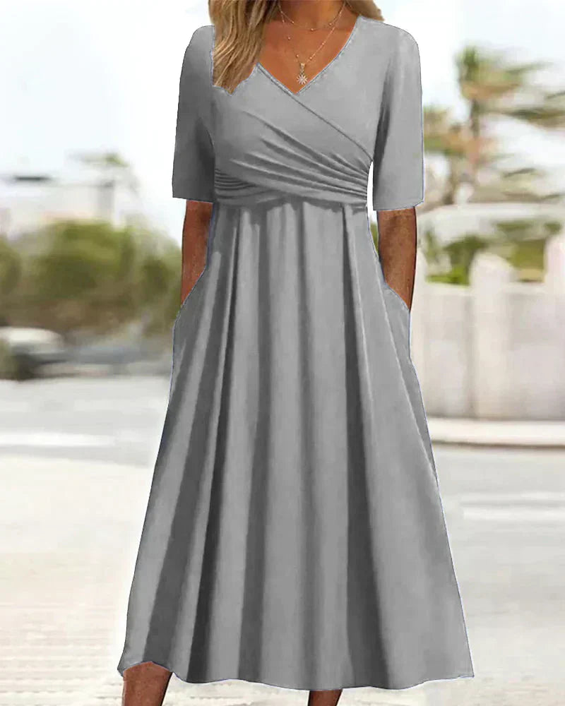 Annabelle - Robe Croisée à Manches Courtes