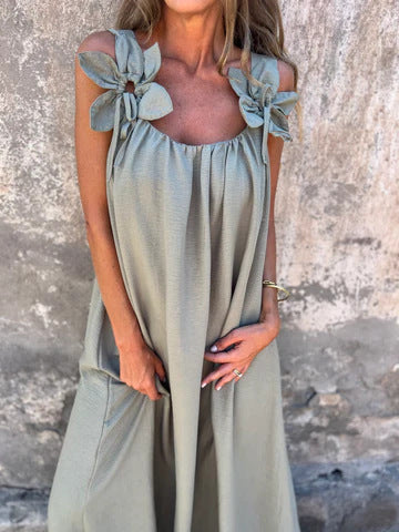 Robe Fleurie Décolletée en U - Élégance Intemporelle
