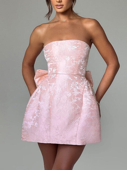Robe Mini à Nœud Jacquard Amelia