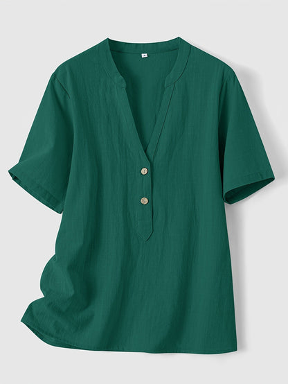 Sharron - Blouse Élégante à Col V avec Boutons