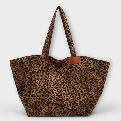 Sac à Bandoulière Élégant en Toile avec Imprimé Léopard