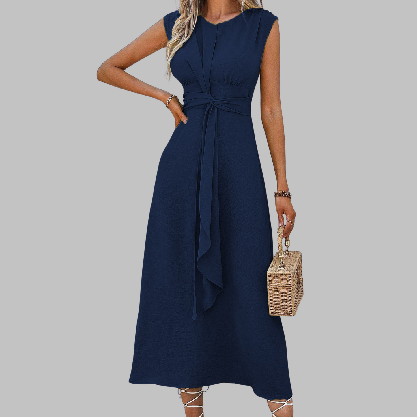 Robe Longue Élégante Sans Manches Col Rond - Robe Maxi Chic pour Femme
