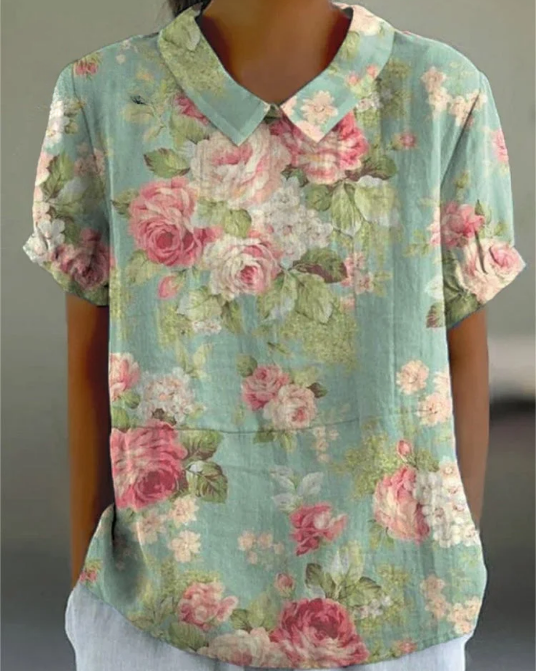 Beatrix - Chemise en Coton-Lin à Fleurs Rétro