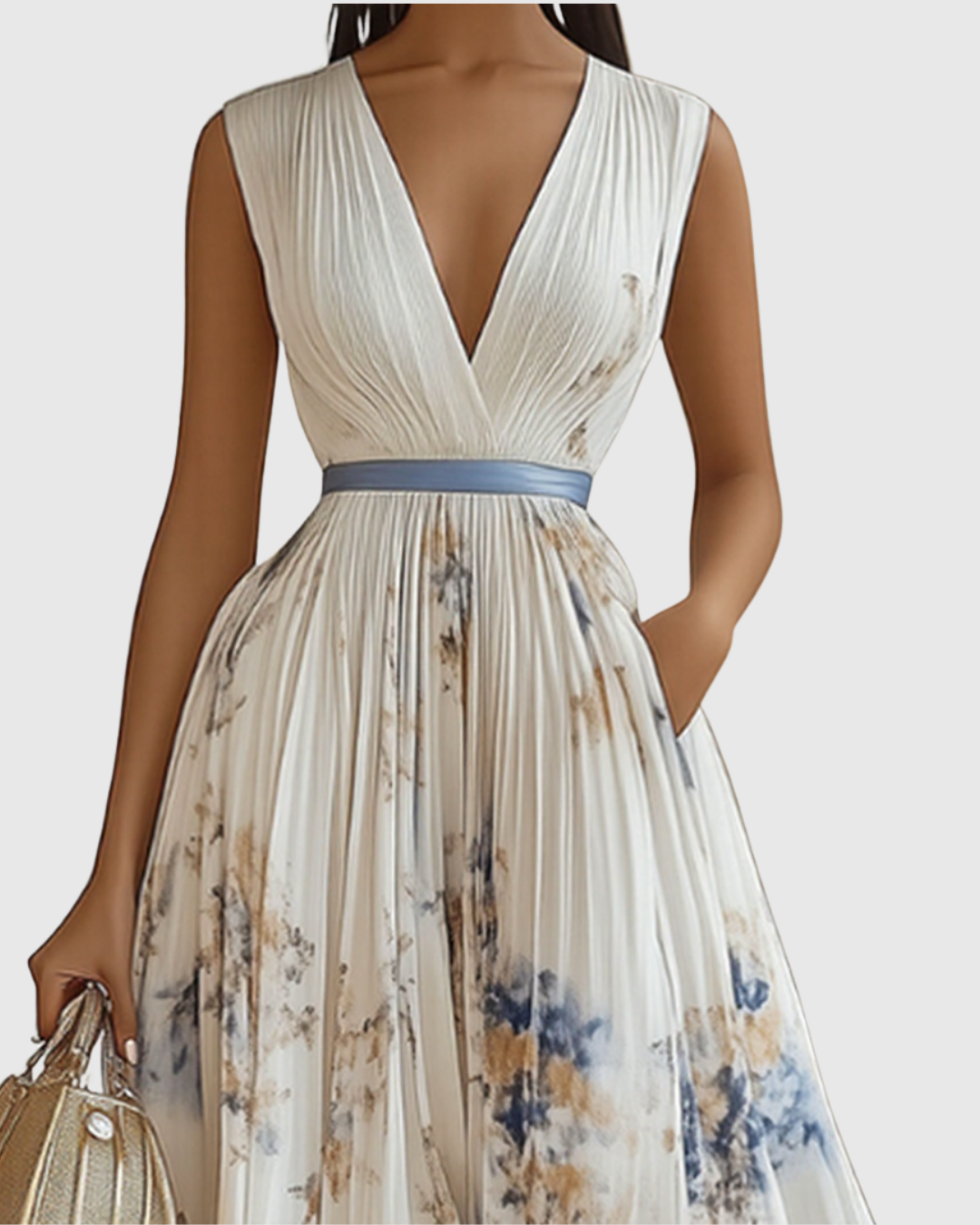 Robe Longue Plissée Élégante Rowella - Maxi Robe Fluide Femme
