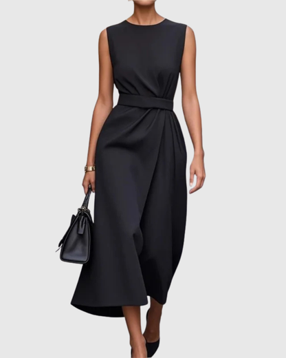 Marguerite – Robe Midi à Col Rond Élégante