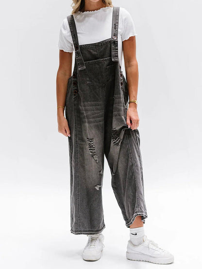 ELESSA – SALOPETTE EN DENIM À COUPE LOOSE EN LOOK USÉ