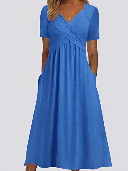 Salma - Robe midi décontractée à manches courtes pour femmes