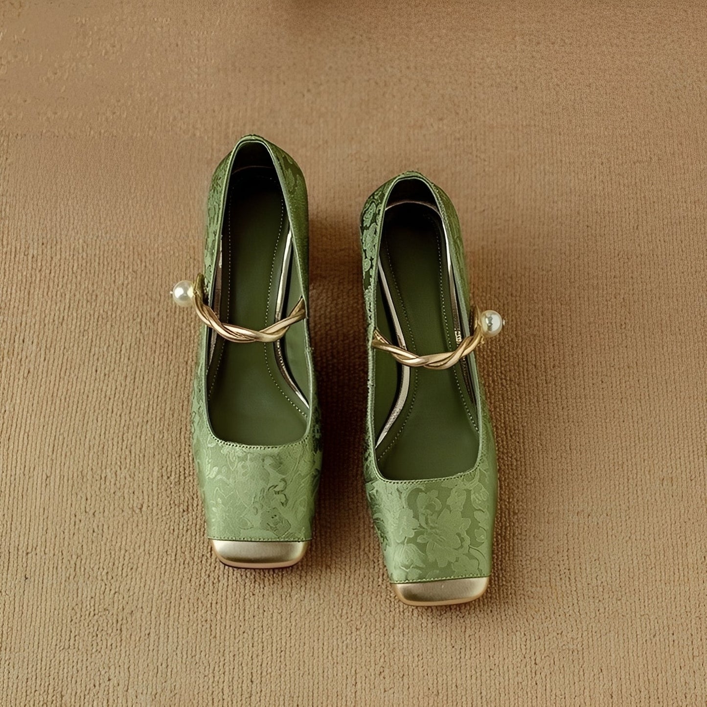Rhonda - Élégantes chaussures à talon bloc luxueuses avec relief pour femmes