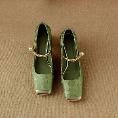 Rhonda - Élégantes chaussures à talon bloc luxueuses avec relief pour femmes