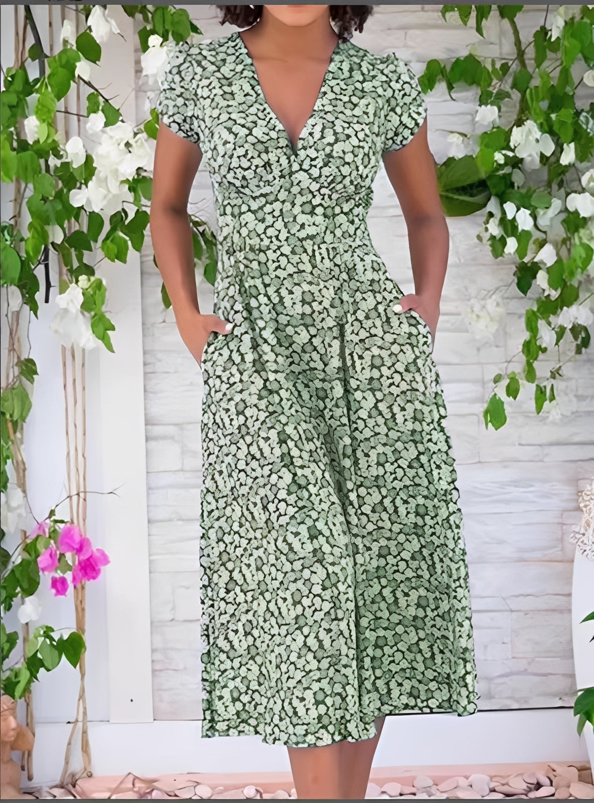 Monica - Robe décontractée à décolleté en V pour femmes
