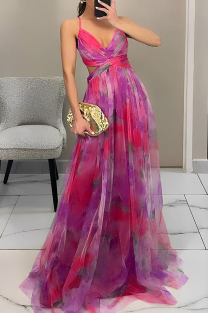 Olivia - Robe longue élégante avec imprimé floral pour femmes