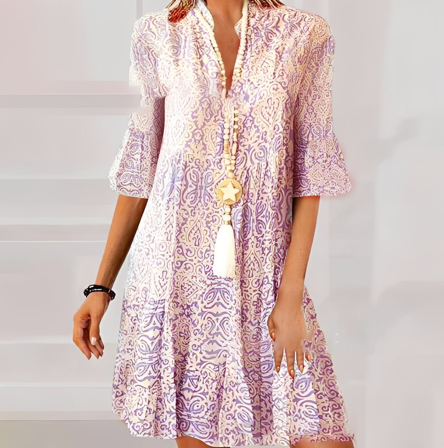 Paula - Robe mini élégante avec imprimé boho pour femmes