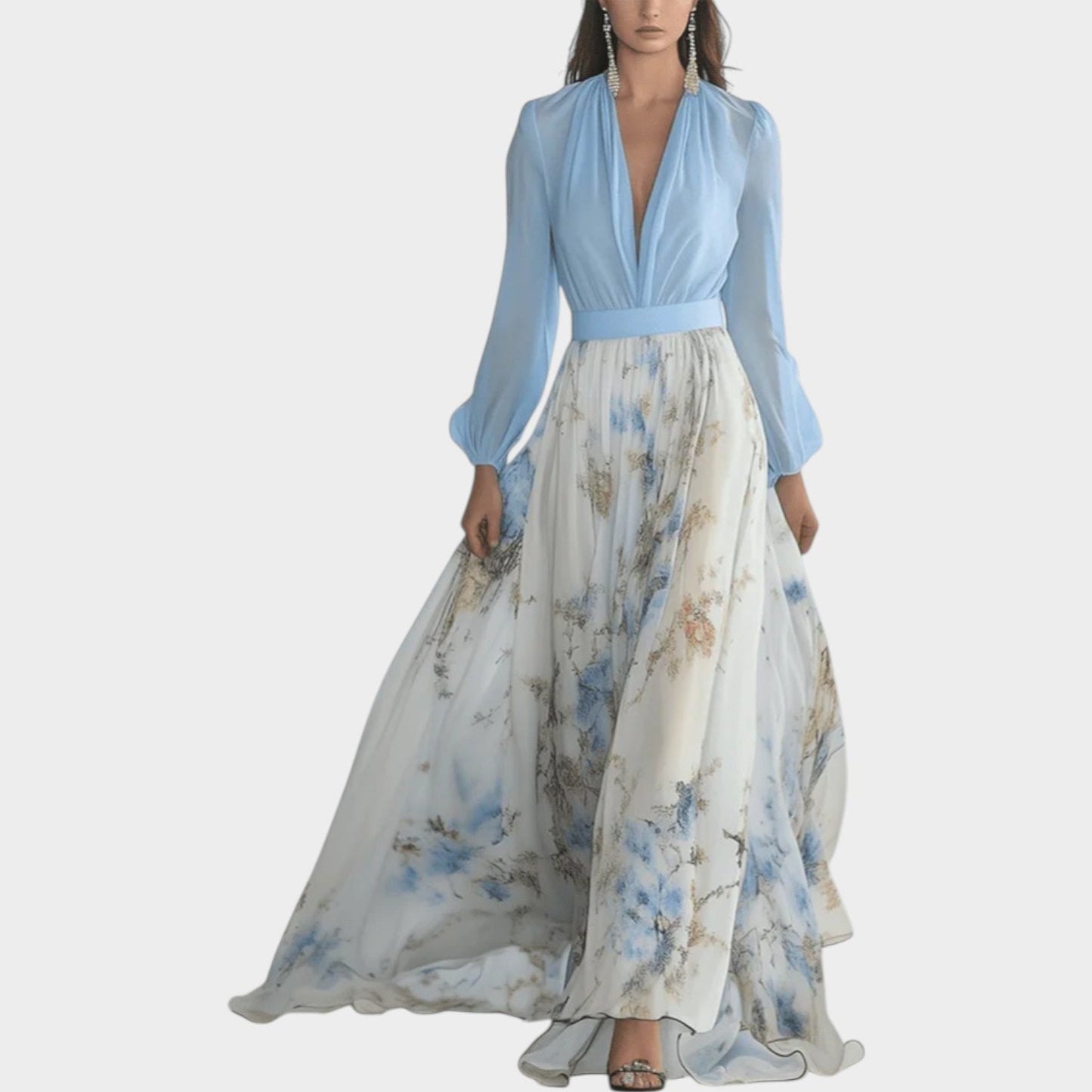 Robe Maxi en Chiffon Floral