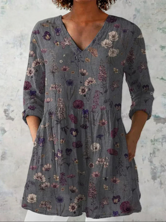 Emma | T-shirt à col en V avec imprimé floral