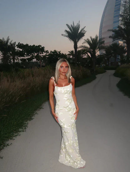 LILY - Robe Maxi Fleurie avec Bretelles Ajustables
