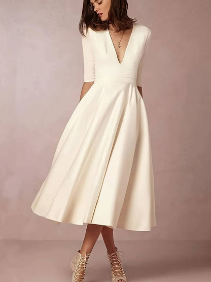 Faye | Robe d'invitée de Mariage Blanc pour femme | Midi