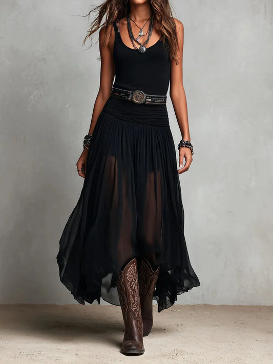 ENSEMBLE EUPHORIE - Robe Élégante à Double Couche