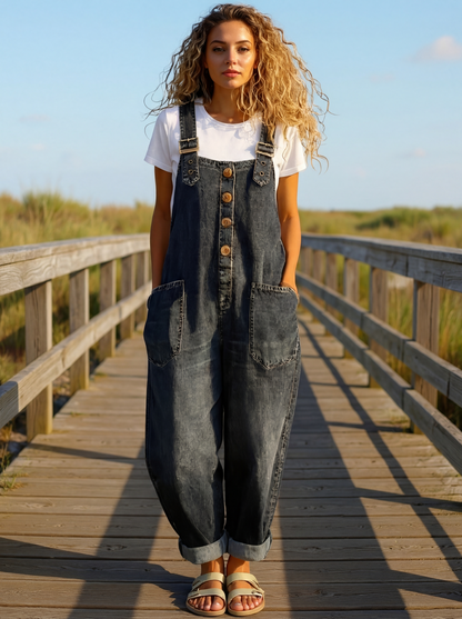 Rocio™ - Salopette décontractée en denim avec boucle réglable.