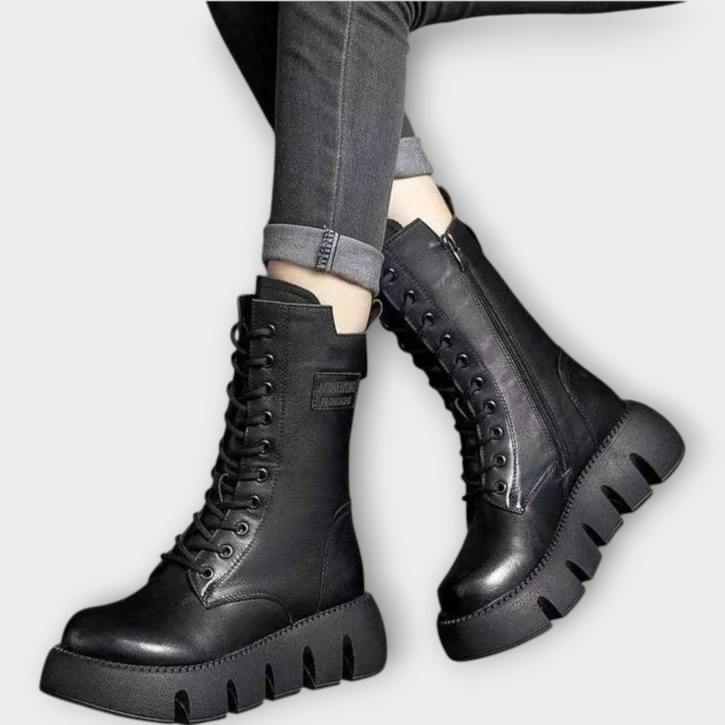 Bottes Combat Chunky avec Bord Marqué