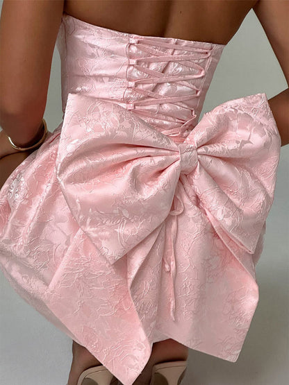 Robe Mini à Nœud Jacquard Amelia