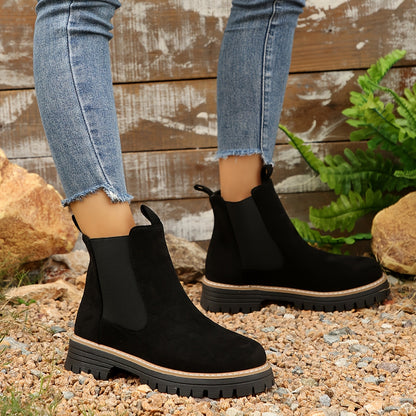 Bottines pour femmes en couleur unie avec semelle épaisse