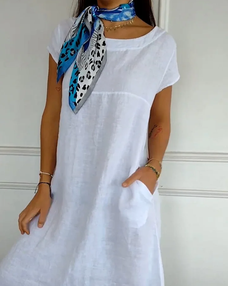 Juniper - Robe en Coton Lin à la Mode avec Poches