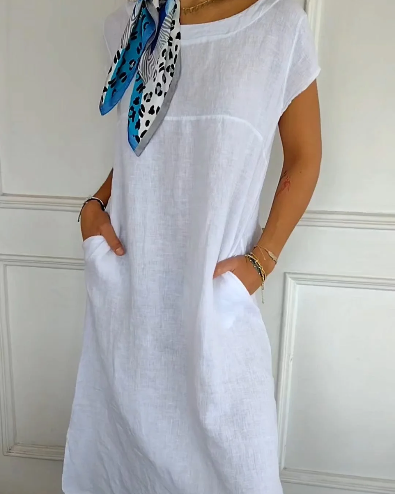 Juniper - Robe en Coton Lin à la Mode avec Poches