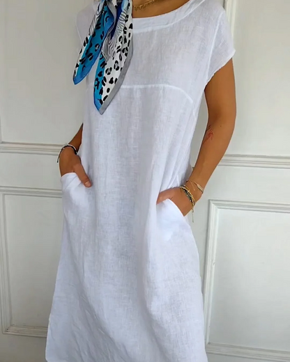 Juniper - Robe en Coton Lin à la Mode avec Poches