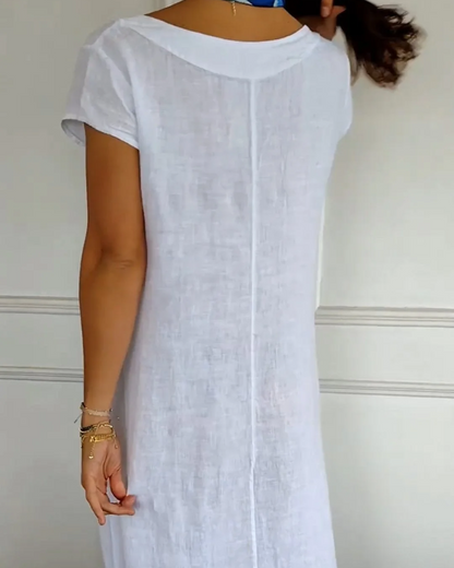 Juniper - Robe en Coton Lin à la Mode avec Poches