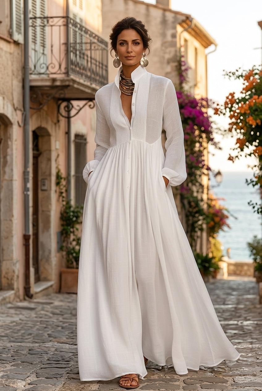 Serena | Robe Longue Boutonnée Fluide