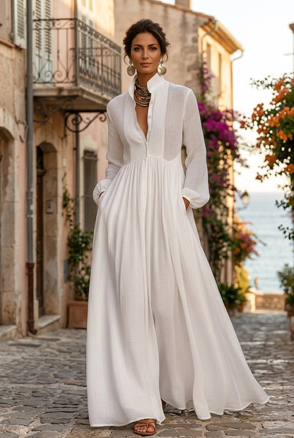 Serena | Robe Longue Boutonnée Fluide