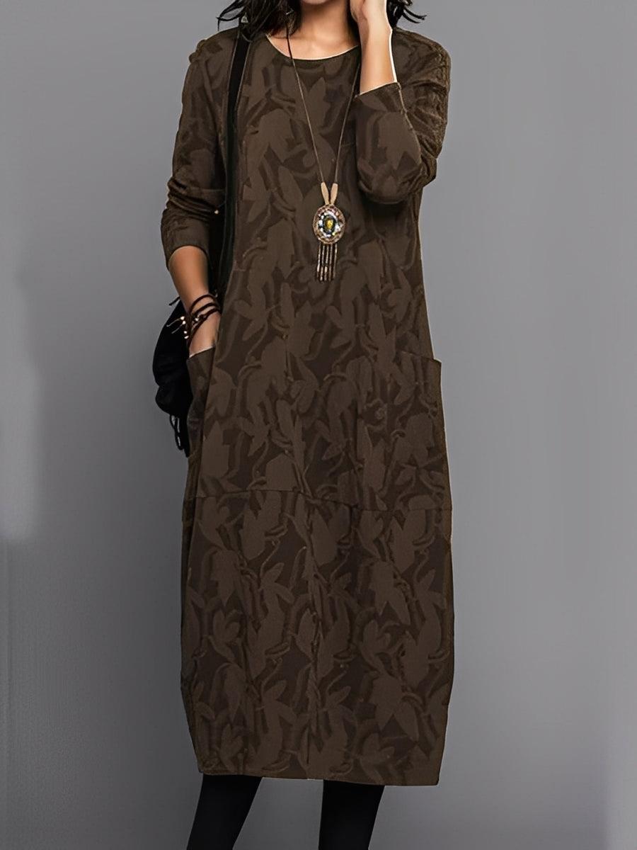 Kadence - Robe élégante à manches longues avec imprimé pour femme