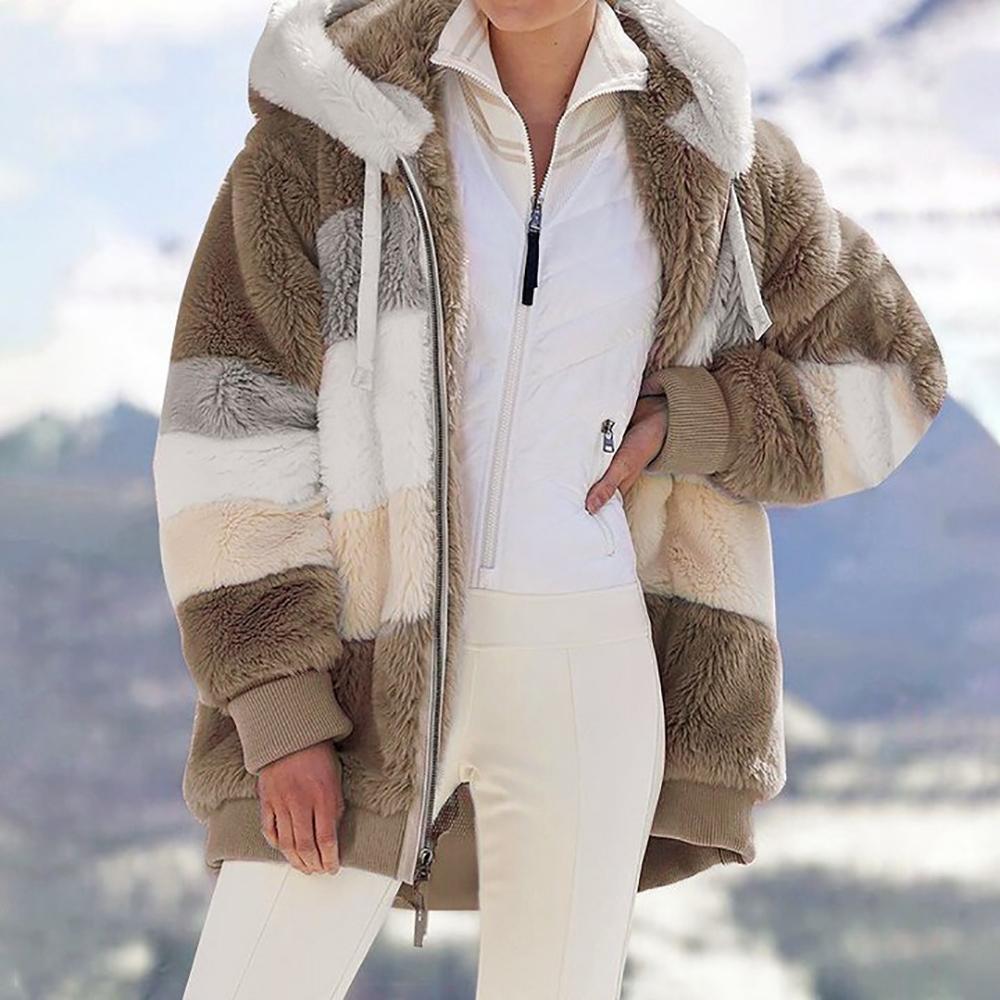 KAREN | Manteau Oversized en Peau Douce et Chaude avec Capuche