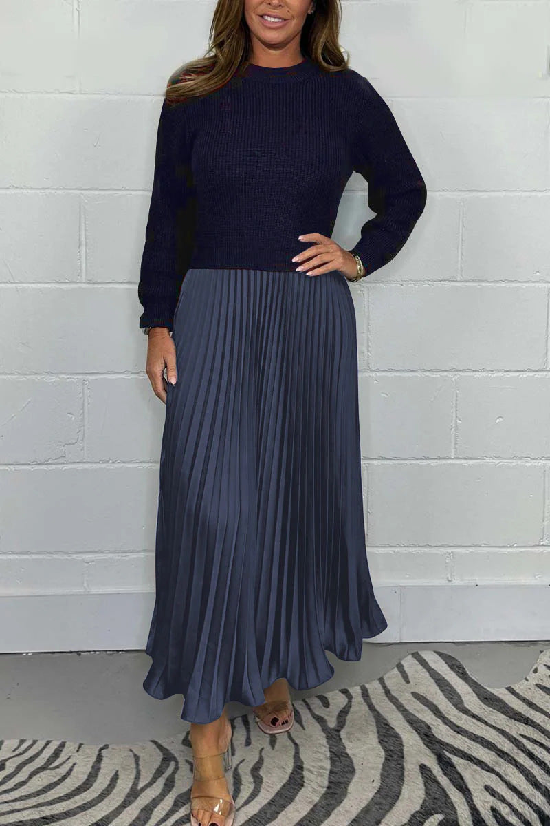 Jamie - Robe en tricot décontractée avec plis pour femme
