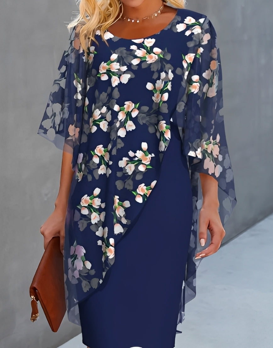 Melanie - Élégant robe en chiffon avec imprimé floral pour femmes