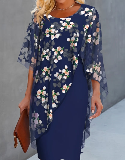 Melanie - Élégant robe en chiffon avec imprimé floral pour femmes
