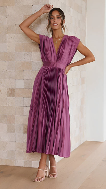Alexia - Robe midi élégante avec décolleté en V pour femmes