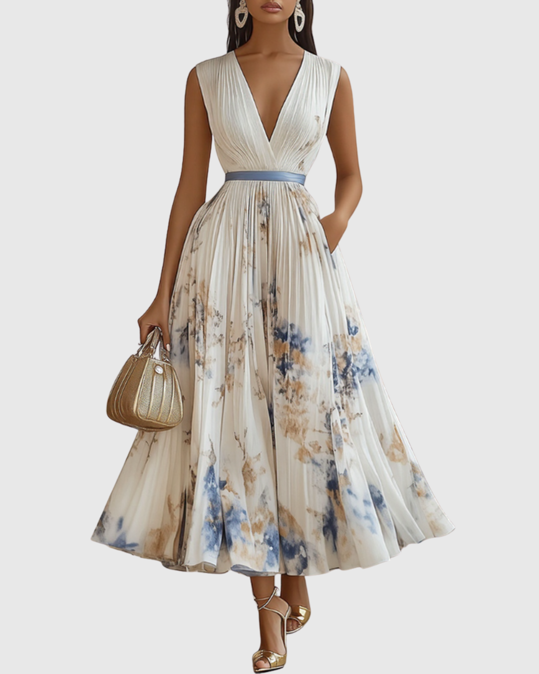 Robe Longue Plissée Élégante Rowella - Maxi Robe Fluide Femme