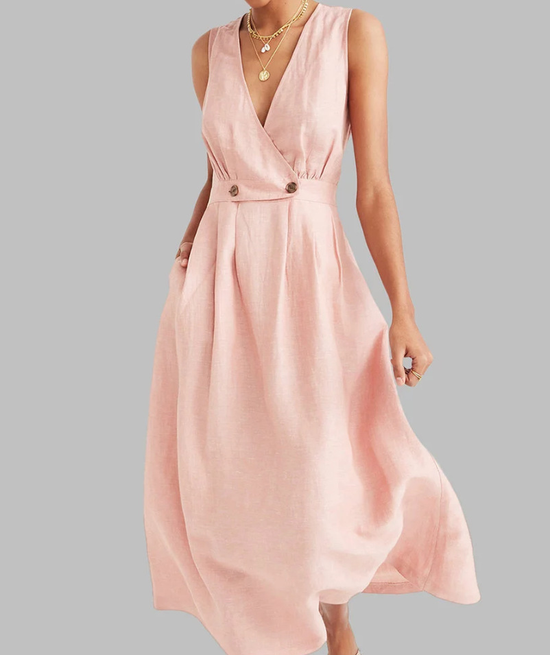 Robe en lin sans manches pour femme