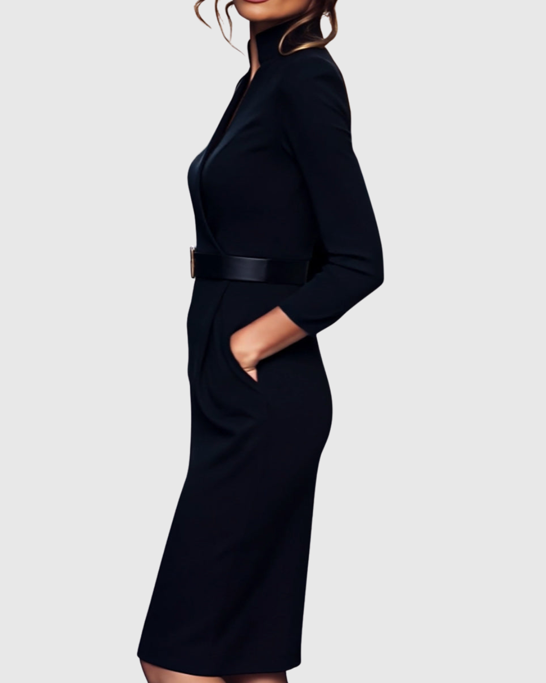 Lara – Robe Midi Chic avec Col Croisé
