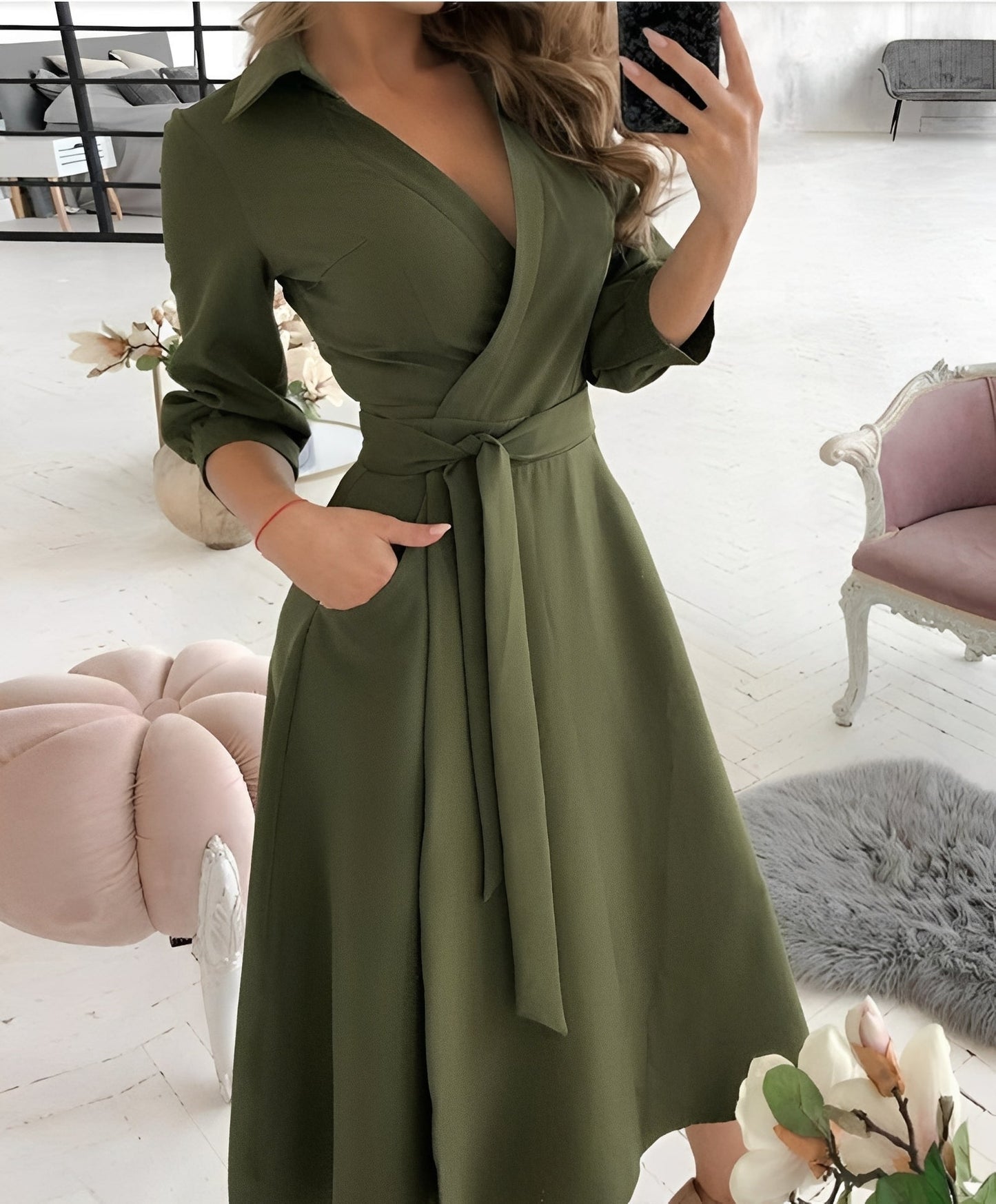 Rachael - Robe élégante avec ceinture pour femmes