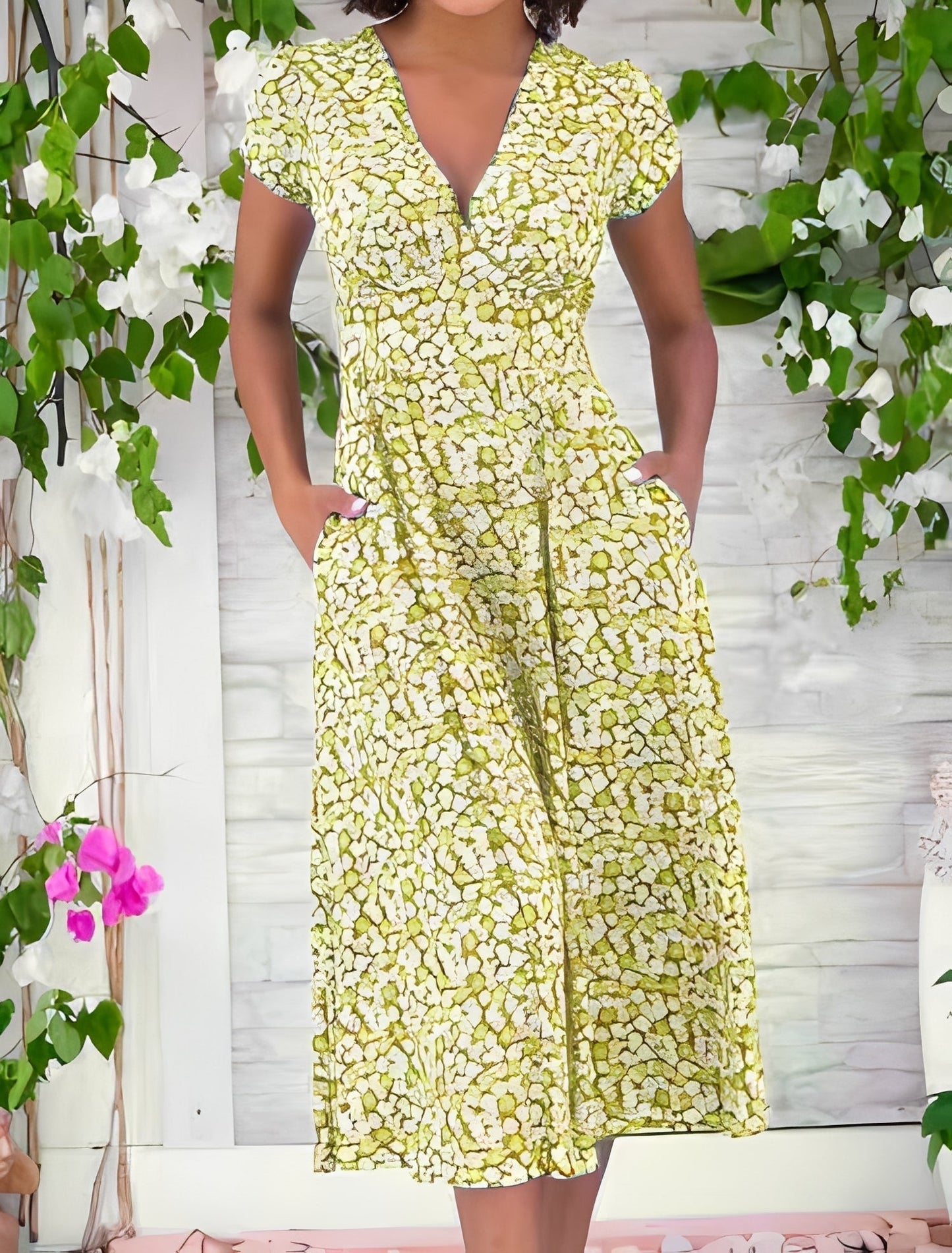Monica - Robe décontractée à décolleté en V pour femmes
